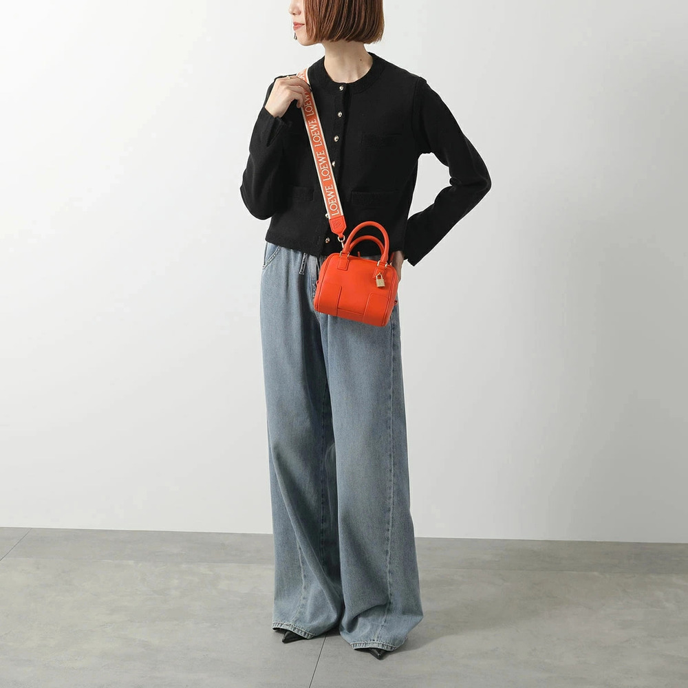 Loewe Amazona Square Shoulder Bag Anagram Leather Handbag ORANGE